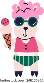 Ovejas Frescas Con Ilustración vectorial De Helado