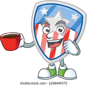 Cool Schildkrüge USA mit Star Cartoon Charakter mit einer Tasse Kaffee