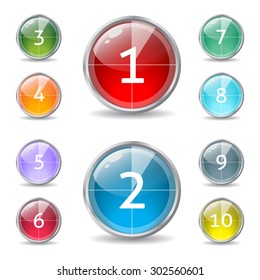 Cool shiny buttons with countdown pie and numbers