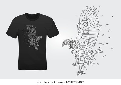 Cool shirt design pictures, lowpoly eagle outline .