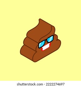 Cool shit. Poop in sunglasses. Vector illustration