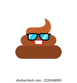 Mierda. Caca con gafas de sol. Ilustración del vector