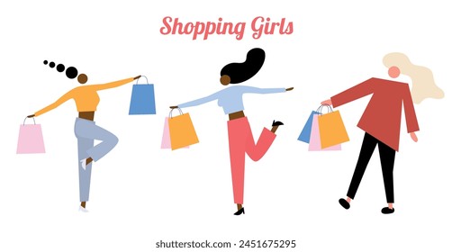 Cool Shopping Girls Abstract girl vector 