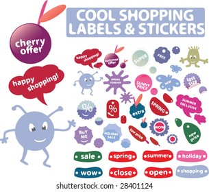 cool shopping labels & stickers