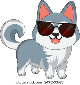 Cool siberian husky dog with sunglasses