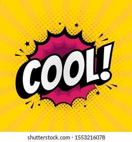 Cool sign in Pop Art Style. Comic icon over dotted background vector illustration.