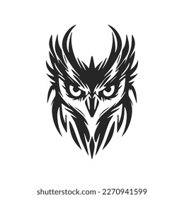 Cool simple black owl logo. Isolated.