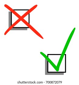 Cool and simple checklist filled with red and green sign - vector.