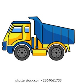 Cool and simple dump truck coloring vector icon image