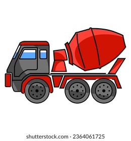 Cool and simple excavator mixer coloring vector icon image