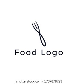 Cool and simple fork logo, restaurant logo template vector