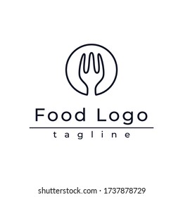 Cool and simple fork logo, restaurant logo template vector