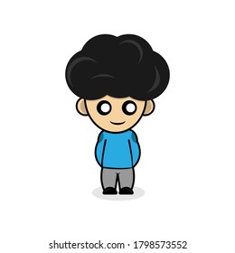 a cool simple frizzy character cartoon