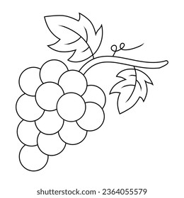 Cool and simple grape stem and leaf vector icon image