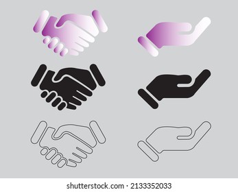 cool and simple handshake or business or work agreement icon logo vector and suitable for design and editor

