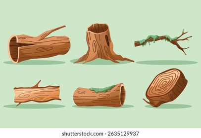 cool simple illustration of wooden trunk set