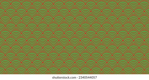cool and simple pattern with red green wave pattern in traditional japanese style