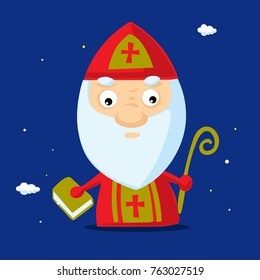 cool simple saint nicolas cartoon - vector illustration
