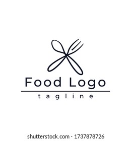 Cool und einfach Löffel und Gabel, Logo-Vorlage für das Restaurant