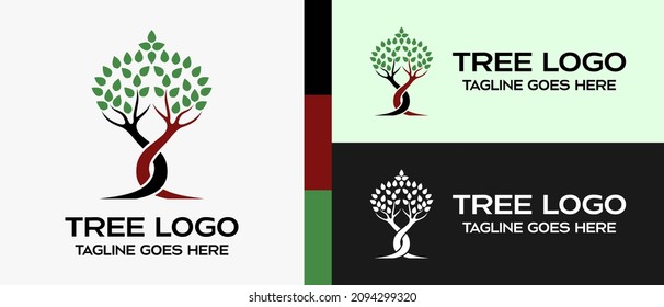 cool and simple tree design logo template. vector illustration