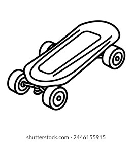 Coole Skateboard Outline Vektorgrafik, ideal für Straßen- und Skateboard-Projekte.