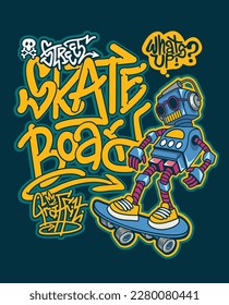 cool skateboarder robot vector design