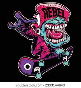 Cool Skateboard Boy Vector Cartoon Charakter. Flachbildkartonstil