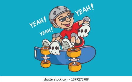 Cool Skateboarding Boy. ,vector eps10