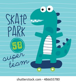 cool skater dinosaur character vector illustration