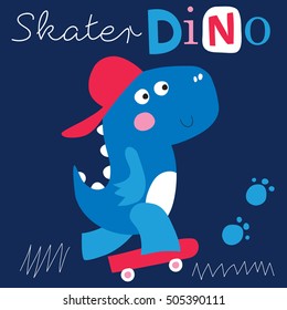 cool skater dinosaur character vector illustration