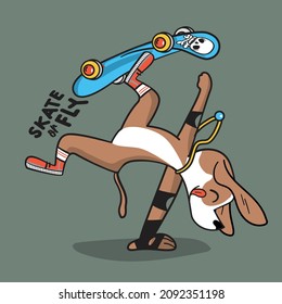 Cool Skater Dog For Textile Print Design And Other Design