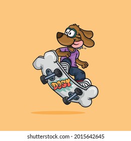 Cool Skater and dog vector design, cartoon style
