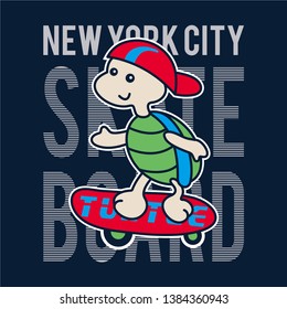 cool skater Turtle character design - Vector