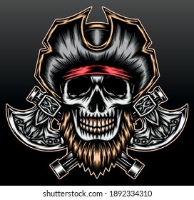 Cool skeleton pirate. Premium vector