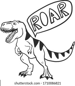 Cool sketch print with a dinosaur T Rex, Danger. For print,  clothes, t shirt, child or web. Creative  original design 