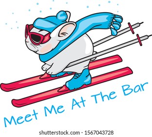 Cool skier. Meet me at the bar. Vector
