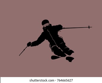 Cool skier, vector