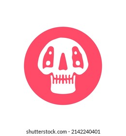 Cool Skull badge, illustration for t-shirt, street wear, sticker, or apparel merchandise. With doodle, retro, and cartoon style.