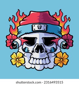 cool skull beanie vector illustration