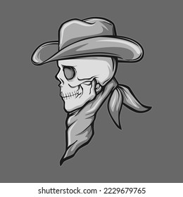 coole Schädel-Cowboy-Vektorgrafik