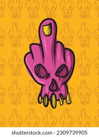 Cool skull doodle art, illustration for t-shirt, sticker, or apparel merchandise. With modern pop style