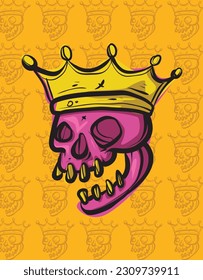 Cool skull doodle art, illustration for t-shirt, sticker, or apparel merchandise. With modern pop style