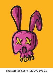 Cool skull doodle art, illustration for t-shirt, sticker, or apparel merchandise. With modern pop style