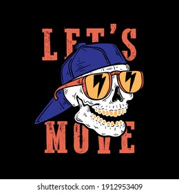 cool skull drawing with sunglass and hat as vector