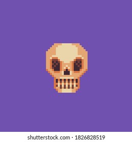 Cool skull for halloween party. Pixel art style. Vector illustration