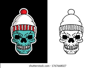 Cool skull head illustration for poster, sticker, or apparel merchandise.
