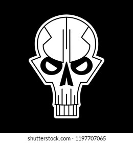 Cool skull logo on black background. Vector illustration