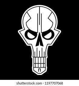 Cool skull logo on black background. Vector illustration
