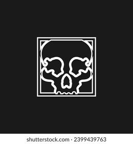Cool logo del cráneo. Ilustración del vector de cráneo.