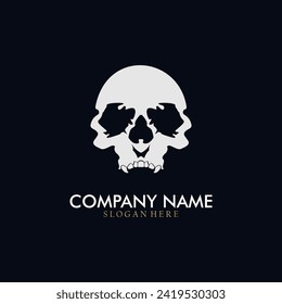 Cool logo del cráneo. Ilustración del vector de cráneo.
